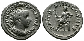 (Silver, 4.24g 23mm) Gordian III. AD 238-244. Rome. Antoninianus AR
radiate, draped and cuirassed bust right
Rev: Apollo seated left with branch and l...