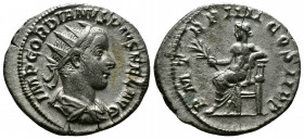 (Silver,3.78g 23mm) Gordian III. AD 238-244. Rome. Antoninianus AR
radiate, draped and cuirassed bust right
Rev: Apollo seated left with branch and ly...