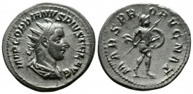(Silver,4.42g 24mm) Gordian III. AD 238-244. Rome. Antoninianus AR
radiate, draped and cuirassed bust right
Rev: Mars advancing right with shield and ...