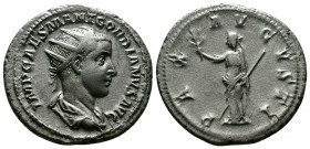 (Silver,4.62g 23mm) Gordian III. AD 238-244. Rome. Antoninianus AR
radiate, draped, and cuirassed bust right 
Rev: Pax standing left, holding olive br...