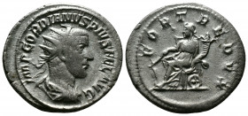 (Silver,4.21g 23mm) Gordian III AR Antoninianus. Antioch, AD 242-243. 
radiate, draped and cuirassed bust right
Rev: Fortuna seated left, holding rudd...