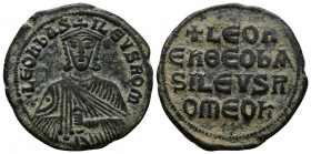 (Bronze, 7.12g 28mm) Leo VI AE Follis, Constantinople (886-912 AD), 
+ LEOn bAS-ILEVS ROM, crowned bust of Leo facing, wearing chlamys, holding akakia...