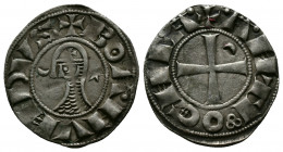 (Silver,0.96g18mm) CRUSADERS Antioch. Bohémond III. 1163-1201. AR Denier
helmeted and mailed bust left;
Rev: ross pattée;
Metcalf, Crusades , 388-391...