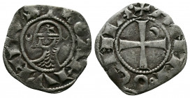 (Silver, 0.94g 18mm) CRUSADERS Antioch. Bohémond III. 1163-1201. AR Denier
helmeted and mailed bust left;
Rev: ross pattée;
Metcalf, Crusades , 388-39...