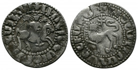 (Silver,2.62g 23mm) Cilician Armenia. Levon II AR Tram. 1270-1289. 
Levon II, crowned, riding on horseback to right, holding sceptre
Rev: Lion advanci...