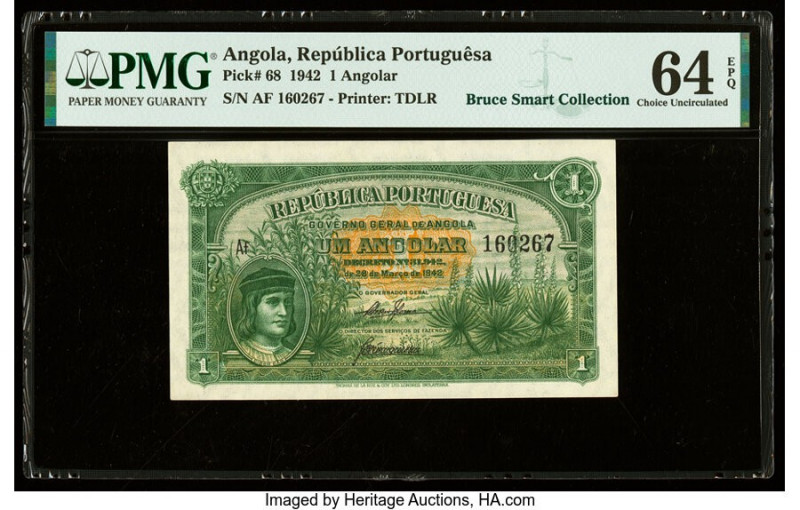 Angola Republica Portuguesa 1 Angolar 28.3.1942 Pick 68 PMG Choice Uncirculated ...