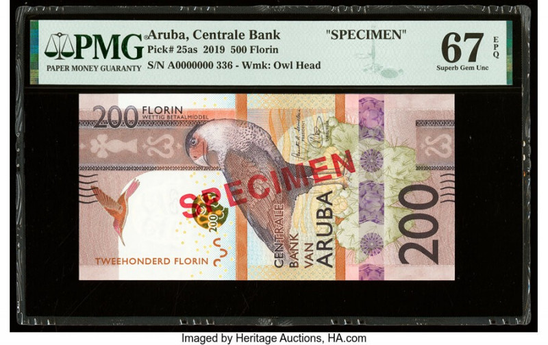 Aruba Centrale Bank van Aruba 500 Florin 1.1.2019 Pick 25as Specimen PMG Superb ...