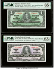 Canada Bank of Canada $1; 10 2.1.1937 BC-21d; BC-24c Two Examples PMG Gem Uncirculated 65 EPQ; Choice Uncirculated 63 EPQ. 

HID09801242017

© 2022 He...