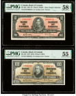 Canada Bank of Canada $2; 100 2.1.1937 BC-22b; BC-27b Two Examples PMG Choice About Unc 58 EPQ; About Uncirculated 55. 

HID09801242017

© 2022 Herita...