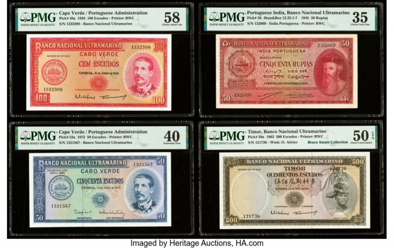 Cape Verde Banco Nacional Ultramarino 100; 50 Escudos 16.6.1958; 4.4.1972 Pick 4...