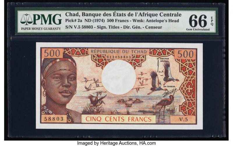 Chad Banque Des Etats De L'Afrique Centrale 500 Francs ND (1974) Pick 2a PMG Gem...