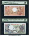 Chad Banque Des Etats De L'Afrique Centrale 500; 1000 Francs 1980-84 Pick 6; 7 Two Examples PMG Gem Uncirculated 66 EPQ; Superb Gem Unc 67 EPQ. 

HID0...