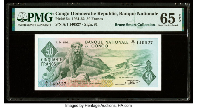 Congo Democratic Republic Banque Nationale du Congo 50 Francs 1.9.1961 Pick 5a P...
