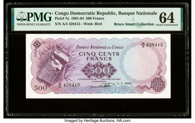 Congo Democratic Republic Banque Nationale du Congo 500 Francs 1.1.1962 Pick 7a ...