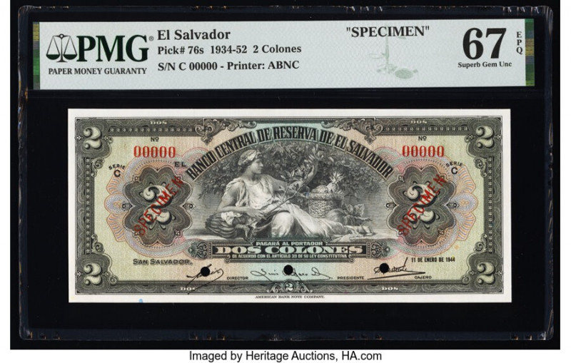 El Salvador Banco Central de Reserva de El Salvador 2 Colones 11.1.1944 Pick 76s...
