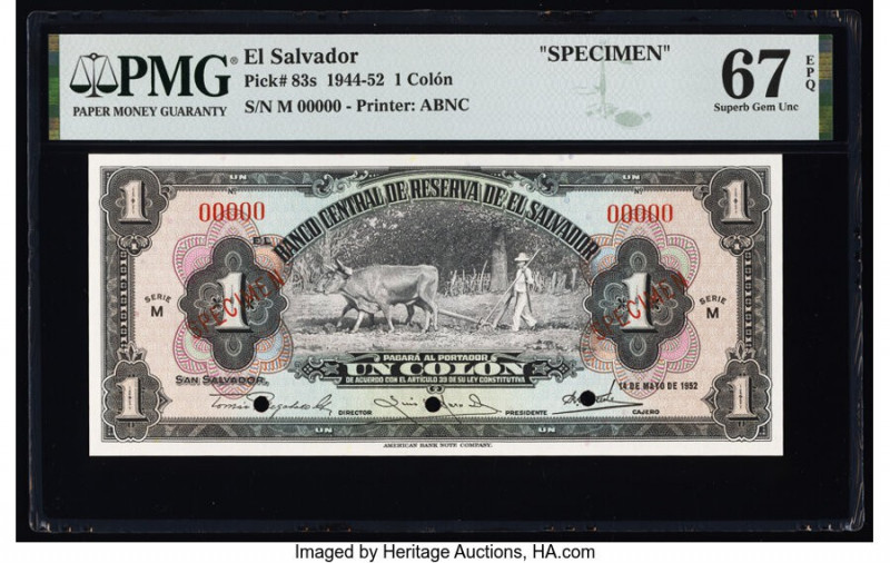 El Salvador Banco Central de Reserva de El Salvador 1 Colon 14.5.1952 Pick 83s S...
