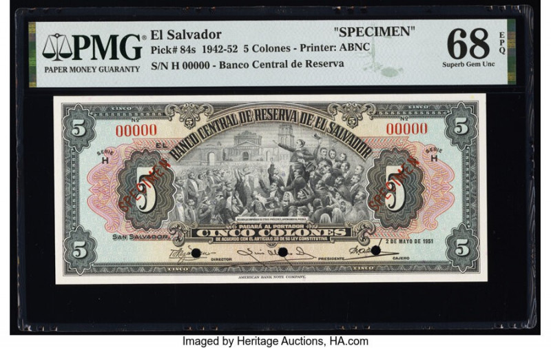 El Salvador Banco Central de Reserva de El Salvador 5 Colones 2.5.1951 Pick 84s ...