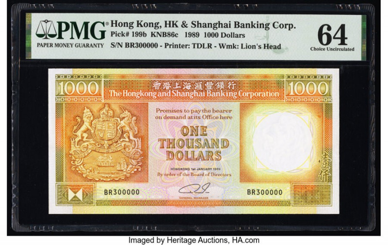 Hong Kong Hongkong & Shanghai Banking Corp. 1000 Dollars 1.1.1989 Pick 199b KNB8...