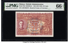 Malaya Board of Commissioners of Currency 50 Cents 1.7.1941 (ND 1945) Pick 10b KNB10b-d PMG Gem Uncirculated 66 EPQ. 

HID09801242017

© 2022 Heritage...