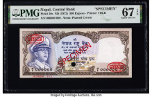 Nepal Central Bank of Nepal 500 Rupees ND (1972) Pick 20s Specimen PMG Superb Gem Unc 67 EPQ. Red Specimen & TDLR overprints and one POC present on th...