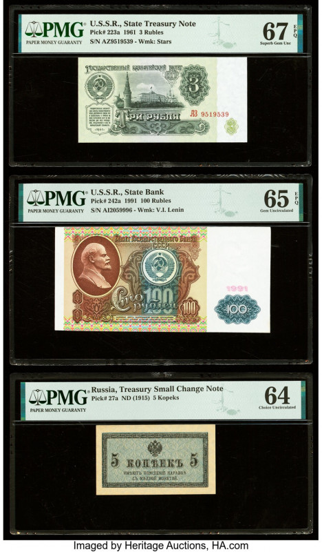 Russia Group Lot of 5 Graded Examples PMG Superb Gem Unc 67 EPQ (2); Gem Uncircu...