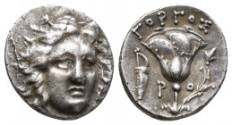 CARIA. Rhodes. Drachm (179-168 BC). Gorgos, magistrate. Weight: 2.64 g. Diameter: 15,7 mm.