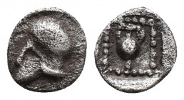 Western Asia Minor, uncertain mint AR Obol. Circa 480-450 BC. 0.1gr, 5.3mm