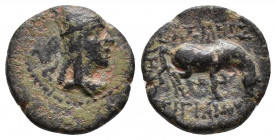 Kings of Armenia. Tigranocerta. Tigranes II "the Great" 95-56 BC. Struck circa 70-69 BC Chalkous Æ 1.7gr 14mm