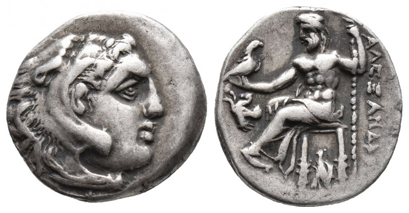 KINGS of MACEDON. Alexander III. 336-323 BC. AR Drachm Lampsakos 4.2gr 17.3mm