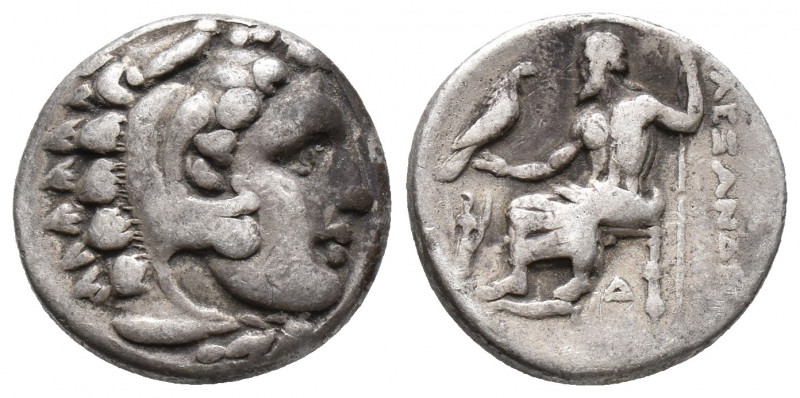 KINGS of MACEDON. Alexander III. 336-323 BC. AR Drachm Lampsakos 4.1gr 16.3mm