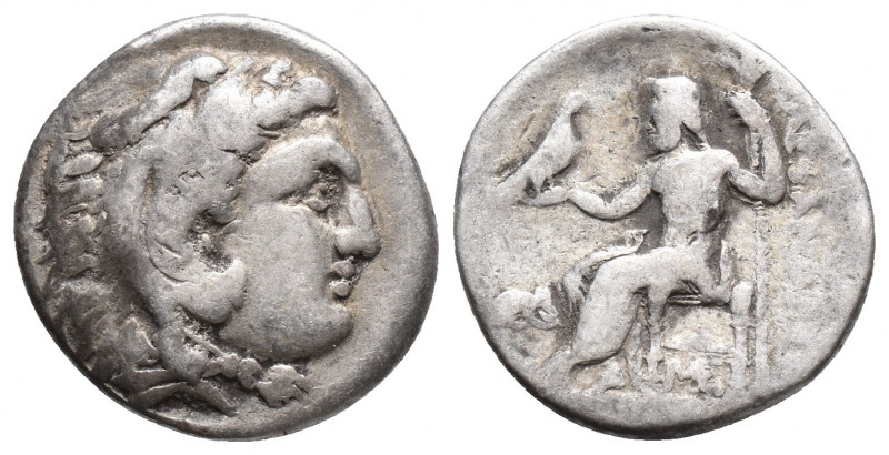 KINGS of MACEDON. Alexander III. 336-323 BC. AR Drachm Lampsakos 4.1gr 17.3mm