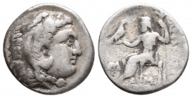 KINGS of MACEDON. Alexander III. 336-323 BC. AR Drachm Lampsakos 4.1gr 17.3mm