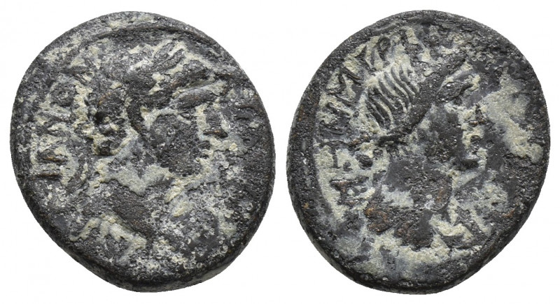 Aiolis. Myrina. Trajan AD 98-117. Ae 2.6gr, 16.6mm