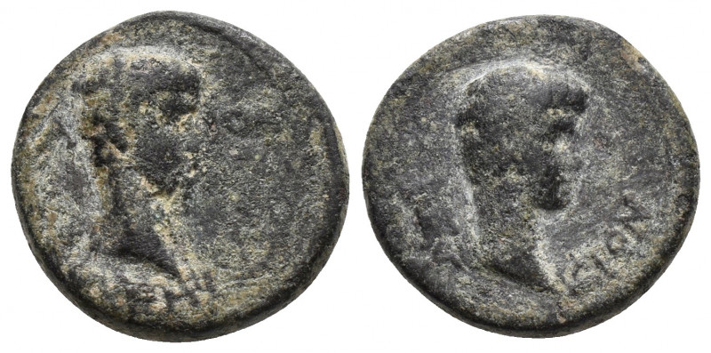 Mysia, Pergamum. Nero and Britannicus. Caesars under Claudius, A.D. 51-54. AE 3....