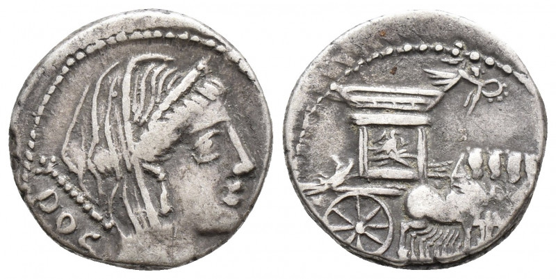 Roman Republic L. Rubrius Dossenus. 87 BC. AR Denarius (4.1 gr, 17 mm)