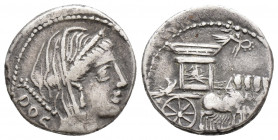 Roman Republic L. Rubrius Dossenus. 87 BC. AR Denarius (4.1 gr, 17 mm)