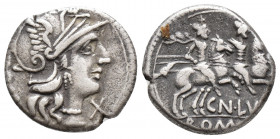 Roman Republic Cn. Lucretius Trio AR Denarius. 136 BC (3.7 gr, 16.7 mm)