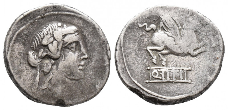 Roman Republic Q. Titius AR Denarius , 90 BC (4 gr, 16.7 mm)