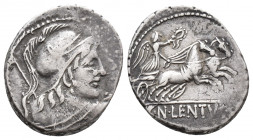 Roman Republic Cn. Lentulus Clodianus. 88 BC. AR Denarius (3.8 gr, 19.3 mm)