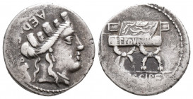 Roman Republic M. Plaetorius M.f. Cestianus, 57 BC. AR Denarius (3.8gr, 19.5mm)