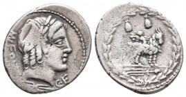 Roman Republic Mn. Fonteius C. f. AR Denarius. , 85 BC (3.8gr, 21.1mm)