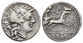 Roman Republic L. Rutilius Flaccus AR Denarius. , 77 BC (3.8gr, 17.7mm)