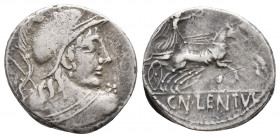 Roman Republic Cn. Lentulus Clodianus. 88 BC. AR Denarius (3.7gr, 17.7mm)