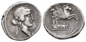 Roman Republic Q. Titius AR Denarius. , 90 BC. (3.9gr, 18.1mm)