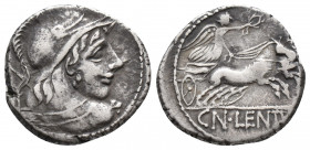Roman Republic Cn. Lentulus Clodianus. 88 BC. AR Denarius (3.6gr, 17.2mm)