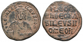 Leo VI Ae Nummus. Constantinople, AD 886-912. 6.5gr 25.5mm