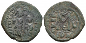 Justin II, with Sophia. 565-578. AE Half Follis 9.9gr 27.6mm