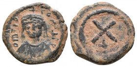 Maurice Tiberius. 582-602. AD Decanummium AE 3gr, 19.3mm