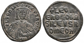 Leo VI 886-912 AD, AE follis, 6.0 gr. 26.9 mm