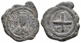 Maurice Tiberius. 582-602. AD Decanummium AE 3.5gr, 19.1mm